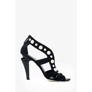 Pre-loved Chanel™ Black Strappy Pearl Embellished Heels Size 38